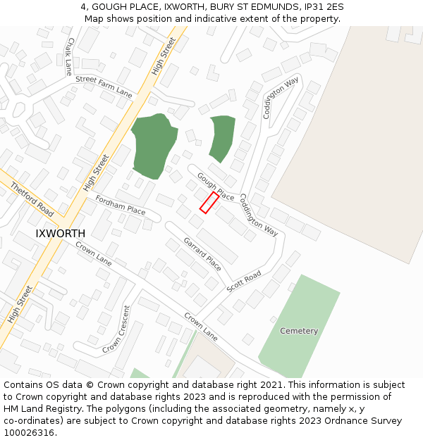 4, GOUGH PLACE, IXWORTH, BURY ST EDMUNDS, IP31 2ES: Location map and indicative extent of plot