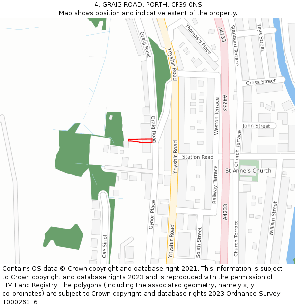 4, GRAIG ROAD, PORTH, CF39 0NS: Location map and indicative extent of plot