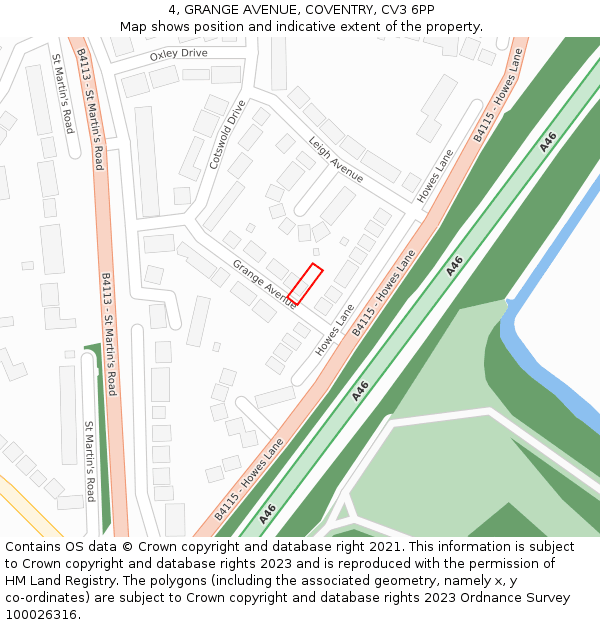 4, GRANGE AVENUE, COVENTRY, CV3 6PP: Location map and indicative extent of plot