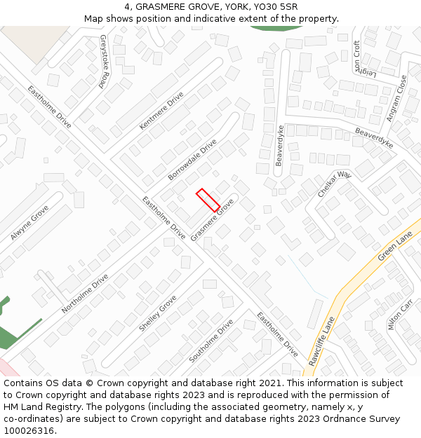 4, GRASMERE GROVE, YORK, YO30 5SR: Location map and indicative extent of plot