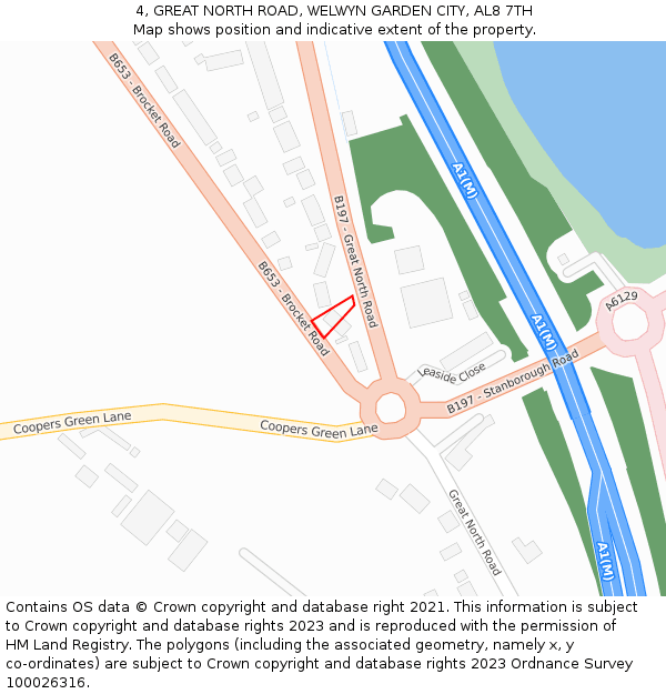 4, GREAT NORTH ROAD, WELWYN GARDEN CITY, AL8 7TH: Location map and indicative extent of plot