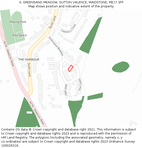 4, GREENSAND MEADOW, SUTTON VALENCE, MAIDSTONE, ME17 3FP: Location map and indicative extent of plot