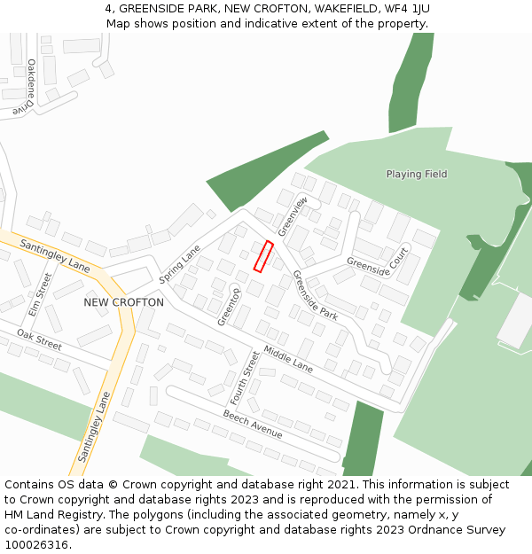 4, GREENSIDE PARK, NEW CROFTON, WAKEFIELD, WF4 1JU: Location map and indicative extent of plot