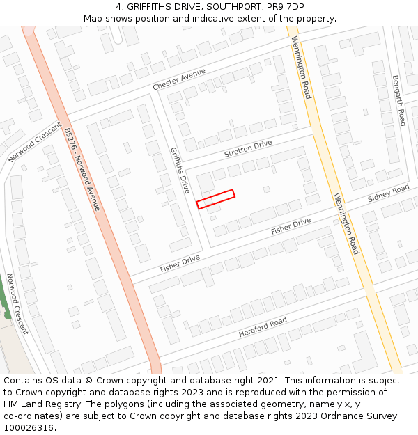 4, GRIFFITHS DRIVE, SOUTHPORT, PR9 7DP: Location map and indicative extent of plot