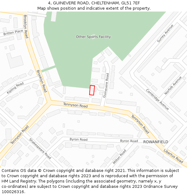 4, GUINEVERE ROAD, CHELTENHAM, GL51 7EF: Location map and indicative extent of plot