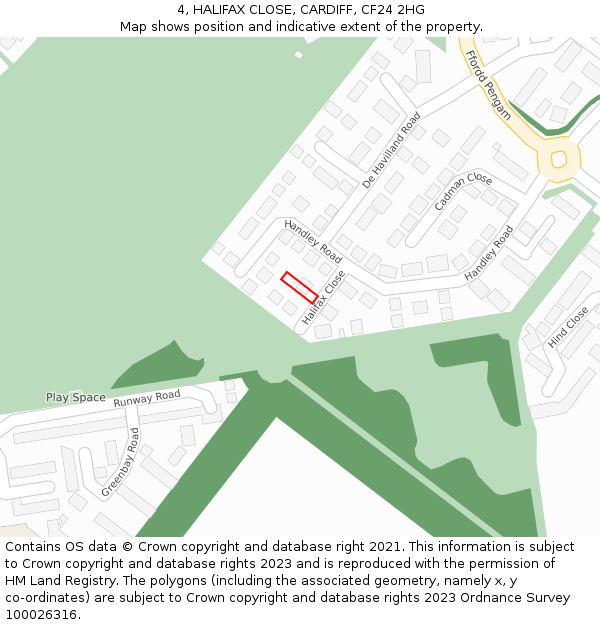 4, HALIFAX CLOSE, CARDIFF, CF24 2HG: Location map and indicative extent of plot