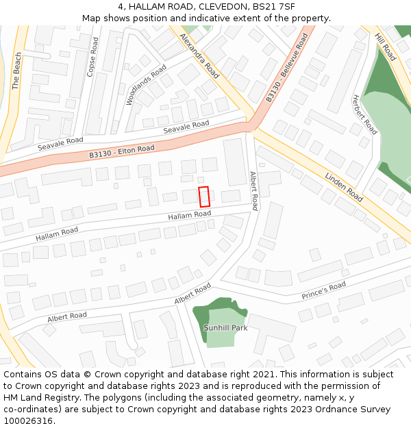 4, HALLAM ROAD, CLEVEDON, BS21 7SF: Location map and indicative extent of plot