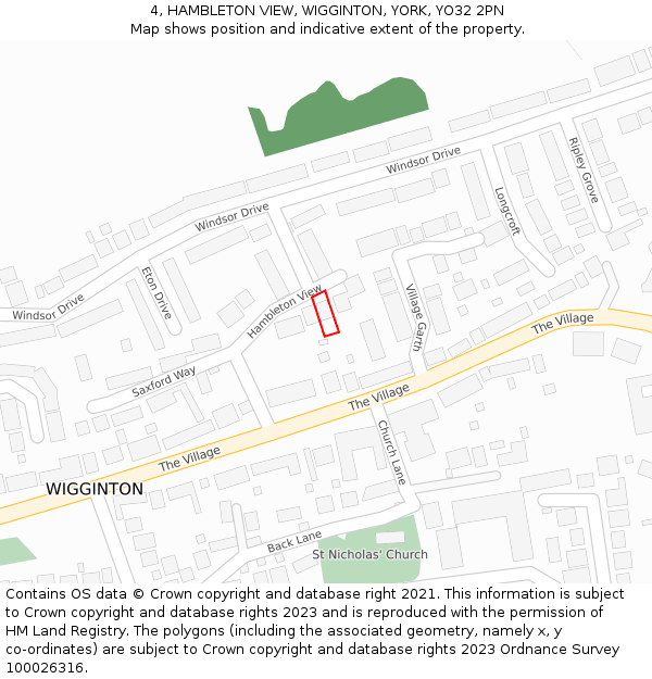 4, HAMBLETON VIEW, WIGGINTON, YORK, YO32 2PN: Location map and indicative extent of plot