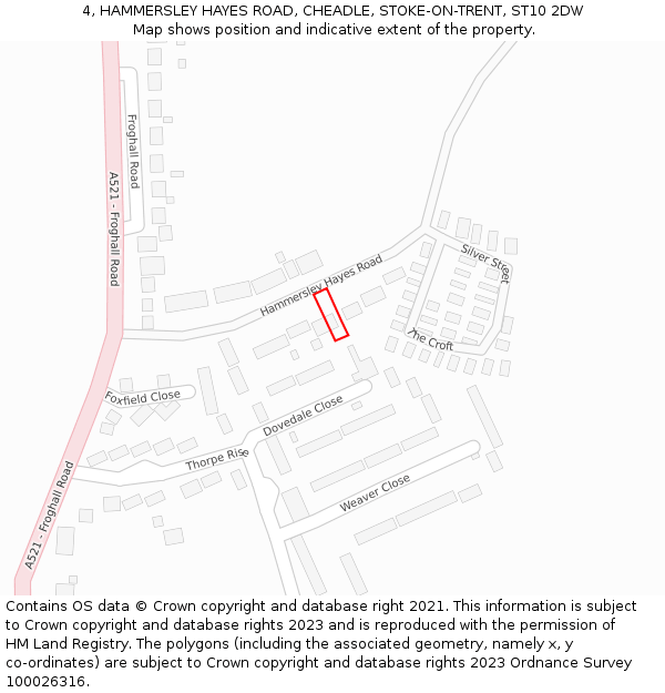 4, HAMMERSLEY HAYES ROAD, CHEADLE, STOKE-ON-TRENT, ST10 2DW: Location map and indicative extent of plot