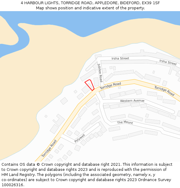 4 HARBOUR LIGHTS, TORRIDGE ROAD, APPLEDORE, BIDEFORD, EX39 1SF: Location map and indicative extent of plot