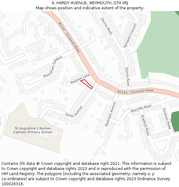 4, HARDY AVENUE, WEYMOUTH, DT4 0RJ: Location map and indicative extent of plot