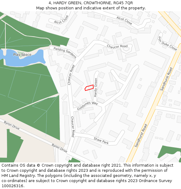 4, HARDY GREEN, CROWTHORNE, RG45 7QR: Location map and indicative extent of plot