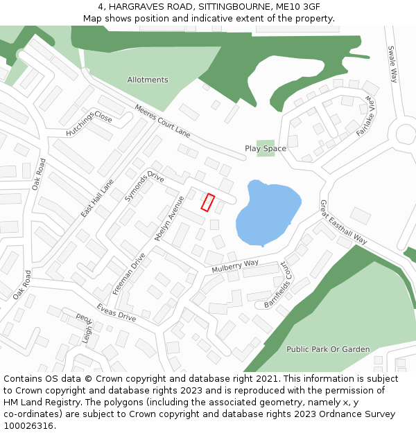 4, HARGRAVES ROAD, SITTINGBOURNE, ME10 3GF: Location map and indicative extent of plot