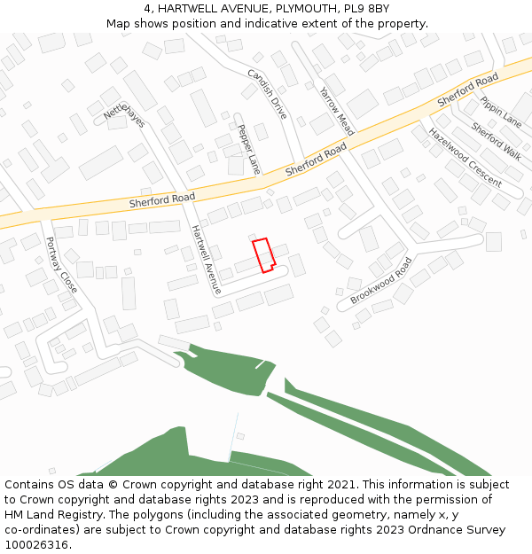 4, HARTWELL AVENUE, PLYMOUTH, PL9 8BY: Location map and indicative extent of plot