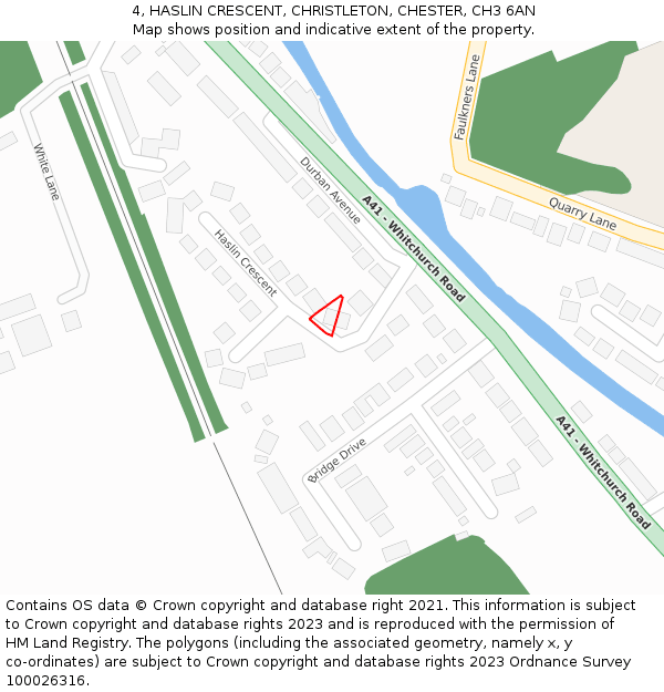 4, HASLIN CRESCENT, CHRISTLETON, CHESTER, CH3 6AN: Location map and indicative extent of plot
