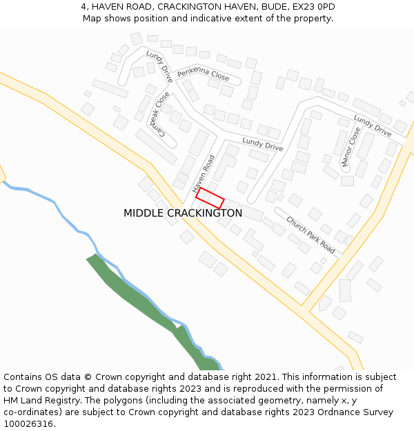 4, HAVEN ROAD, CRACKINGTON HAVEN, BUDE, EX23 0PD: Location map and indicative extent of plot