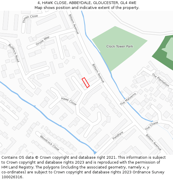 4, HAWK CLOSE, ABBEYDALE, GLOUCESTER, GL4 4WE: Location map and indicative extent of plot