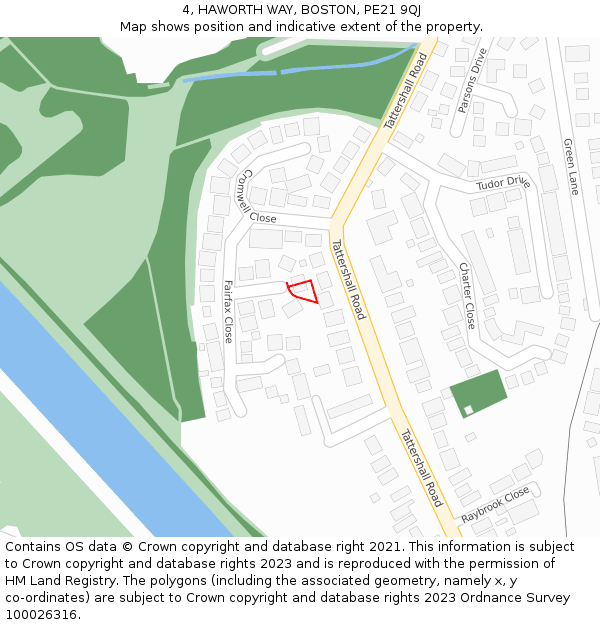 4, HAWORTH WAY, BOSTON, PE21 9QJ: Location map and indicative extent of plot