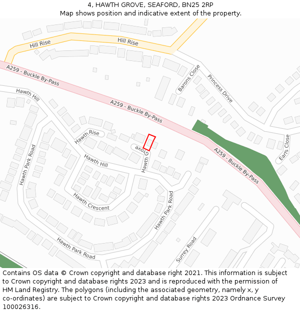 4, HAWTH GROVE, SEAFORD, BN25 2RP: Location map and indicative extent of plot