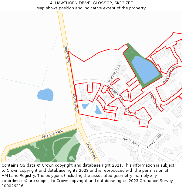 4, HAWTHORN DRIVE, GLOSSOP, SK13 7EE: Location map and indicative extent of plot