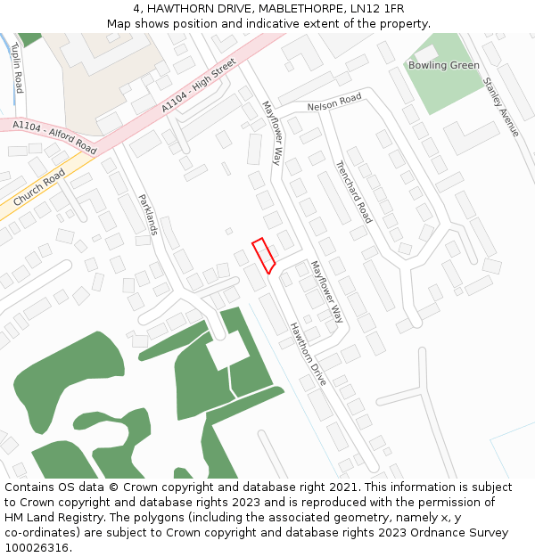 4, HAWTHORN DRIVE, MABLETHORPE, LN12 1FR: Location map and indicative extent of plot