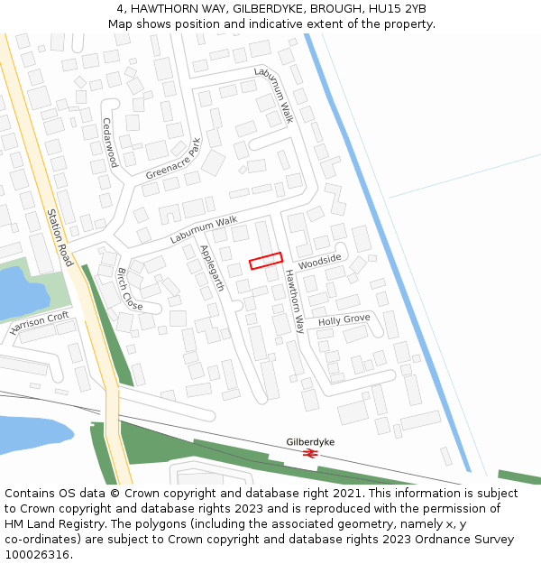 4, HAWTHORN WAY, GILBERDYKE, BROUGH, HU15 2YB: Location map and indicative extent of plot