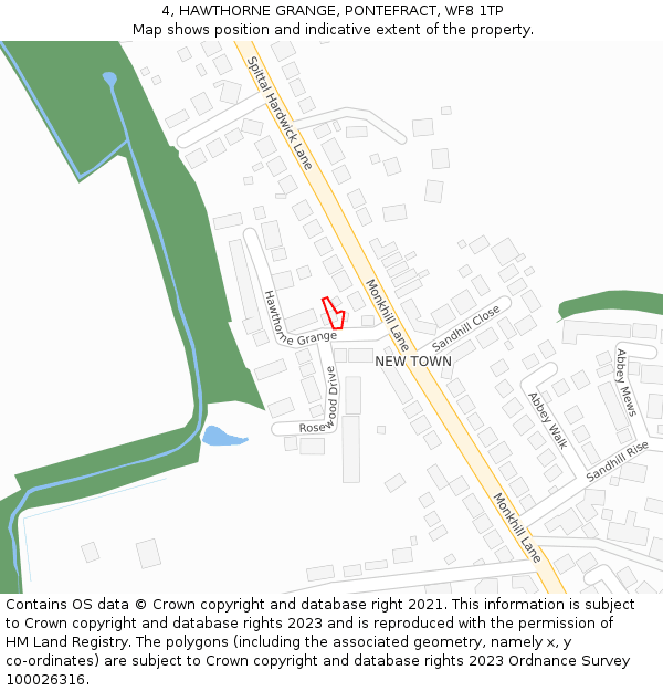 4, HAWTHORNE GRANGE, PONTEFRACT, WF8 1TP: Location map and indicative extent of plot