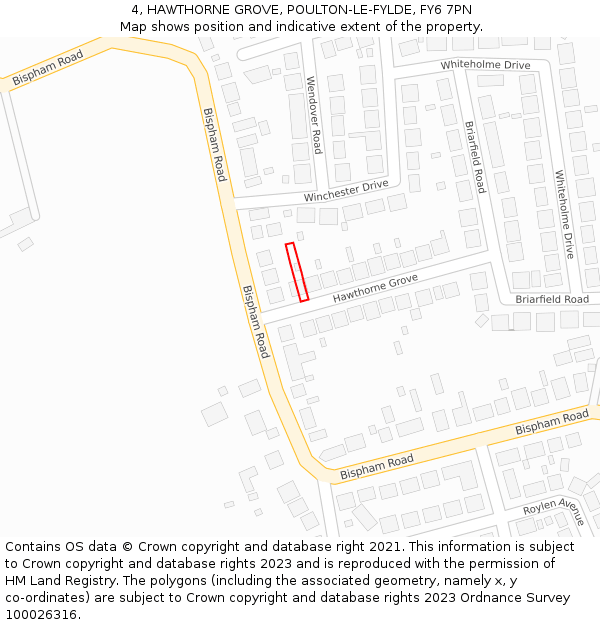 4, HAWTHORNE GROVE, POULTON-LE-FYLDE, FY6 7PN: Location map and indicative extent of plot