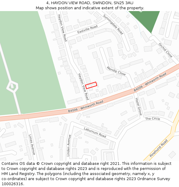 4, HAYDON VIEW ROAD, SWINDON, SN25 3AU: Location map and indicative extent of plot