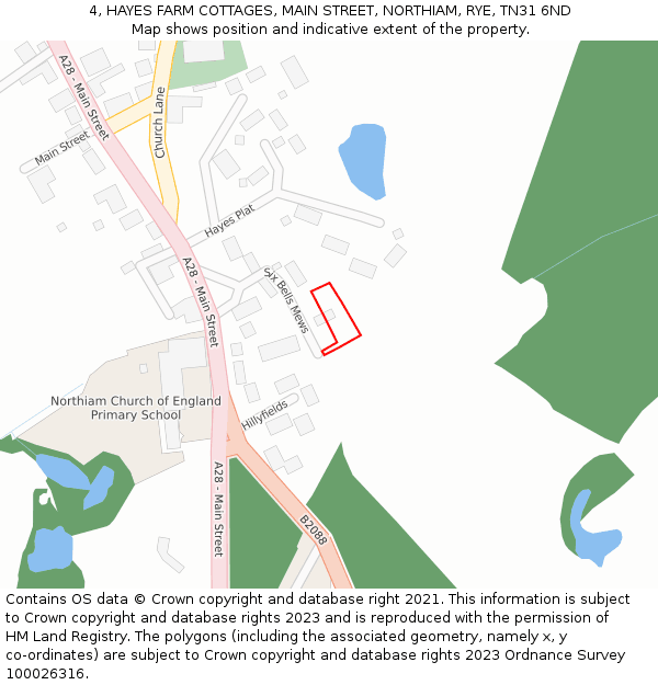 4, HAYES FARM COTTAGES, MAIN STREET, NORTHIAM, RYE, TN31 6ND: Location map and indicative extent of plot