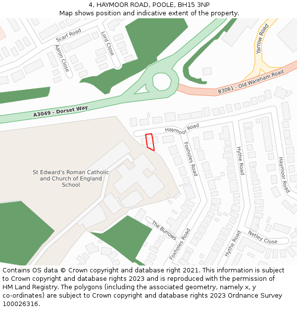 4, HAYMOOR ROAD, POOLE, BH15 3NP: Location map and indicative extent of plot