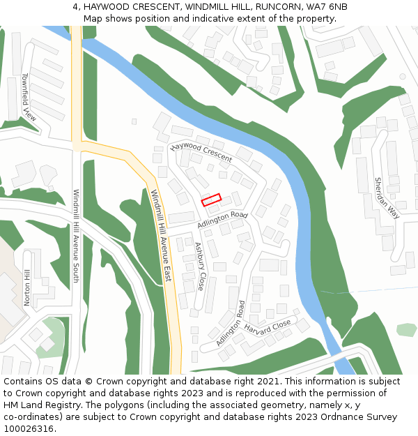 4, HAYWOOD CRESCENT, WINDMILL HILL, RUNCORN, WA7 6NB: Location map and indicative extent of plot