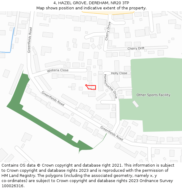 4, HAZEL GROVE, DEREHAM, NR20 3TP: Location map and indicative extent of plot