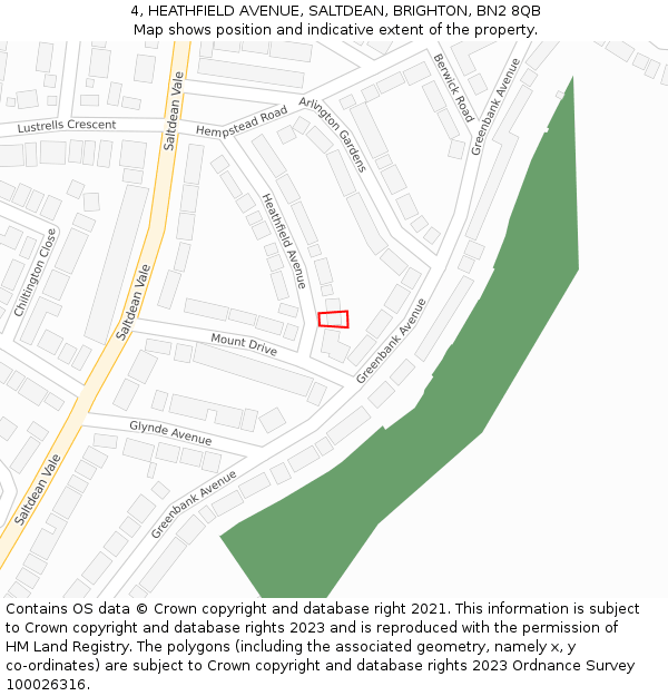 4, HEATHFIELD AVENUE, SALTDEAN, BRIGHTON, BN2 8QB: Location map and indicative extent of plot