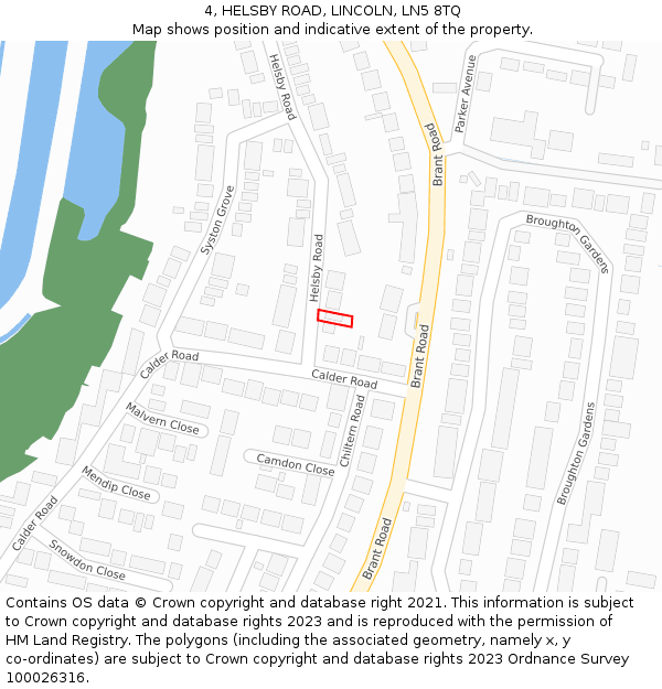 4, HELSBY ROAD, LINCOLN, LN5 8TQ: Location map and indicative extent of plot