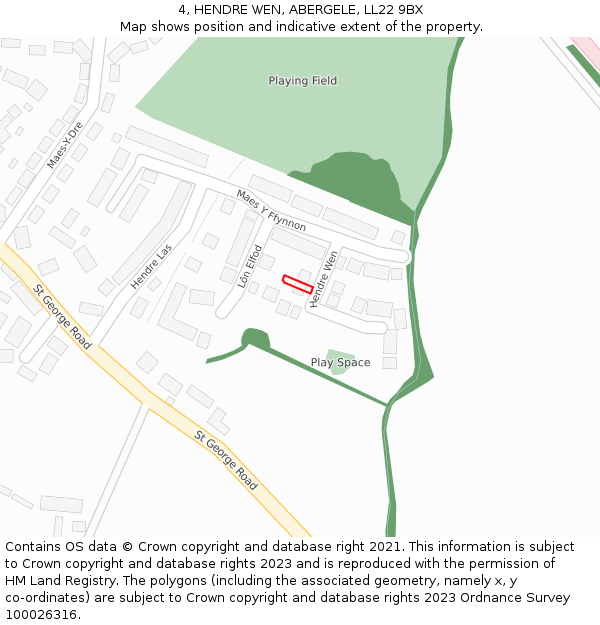 4, HENDRE WEN, ABERGELE, LL22 9BX: Location map and indicative extent of plot