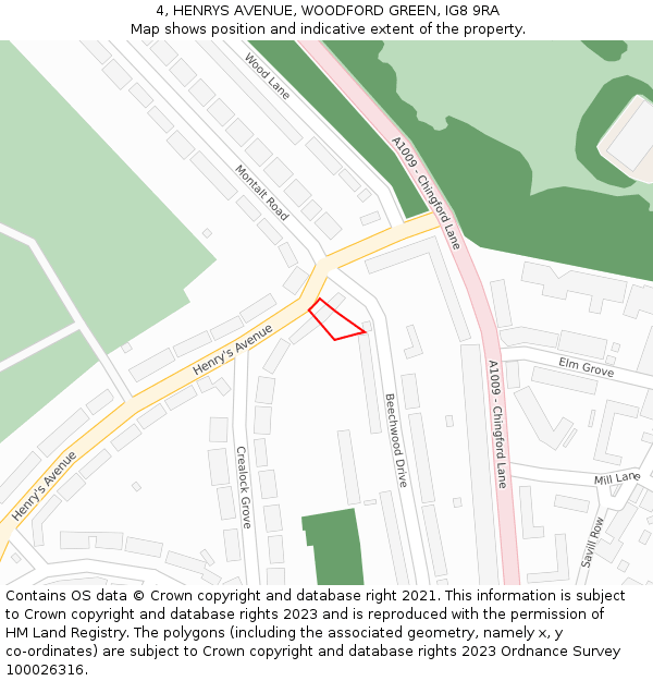 4, HENRYS AVENUE, WOODFORD GREEN, IG8 9RA: Location map and indicative extent of plot