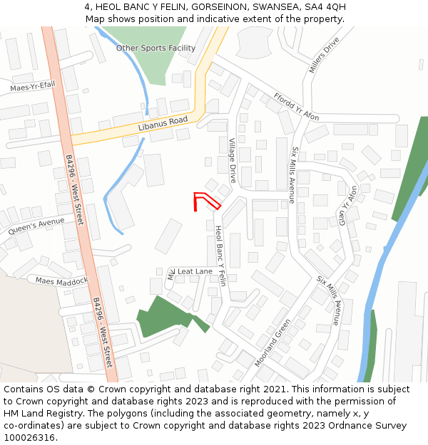 4, HEOL BANC Y FELIN, GORSEINON, SWANSEA, SA4 4QH: Location map and indicative extent of plot