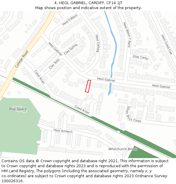 4, HEOL GABRIEL, CARDIFF, CF14 1JT: Location map and indicative extent of plot