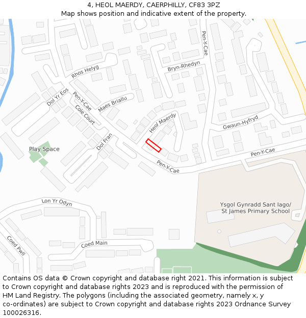 4, HEOL MAERDY, CAERPHILLY, CF83 3PZ: Location map and indicative extent of plot