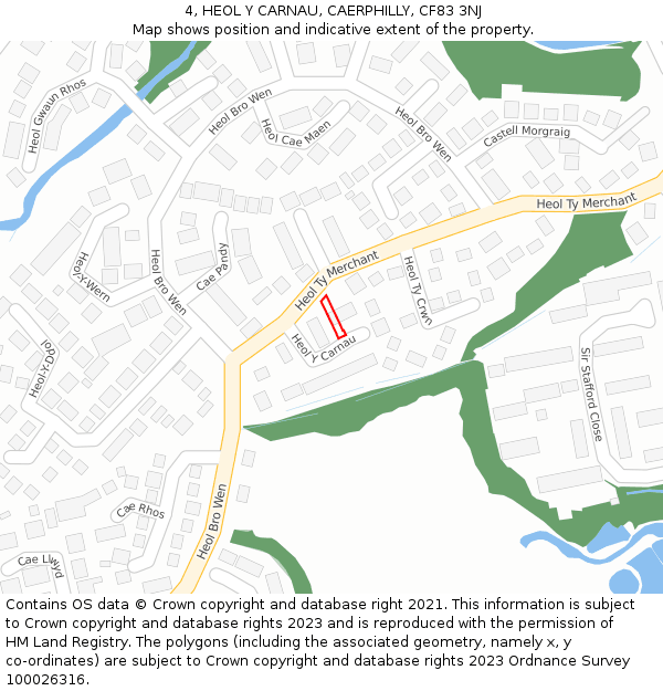 4, HEOL Y CARNAU, CAERPHILLY, CF83 3NJ: Location map and indicative extent of plot