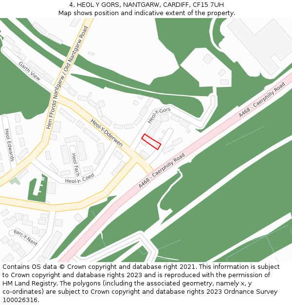 4, HEOL Y GORS, NANTGARW, CARDIFF, CF15 7UH: Location map and indicative extent of plot