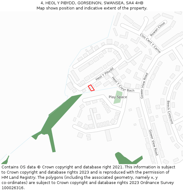4, HEOL Y PIBYDD, GORSEINON, SWANSEA, SA4 4HB: Location map and indicative extent of plot