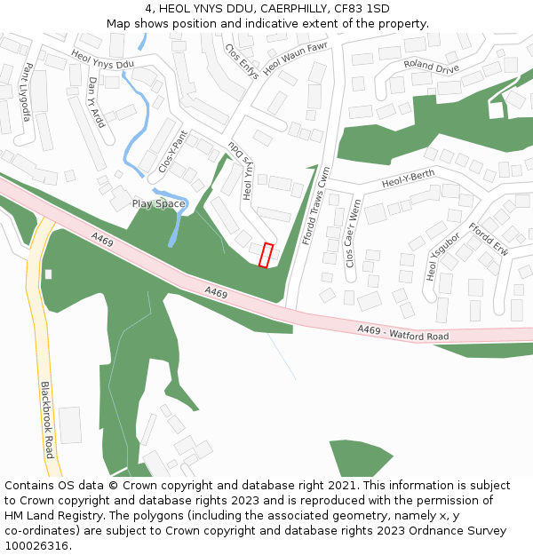 4, HEOL YNYS DDU, CAERPHILLY, CF83 1SD: Location map and indicative extent of plot