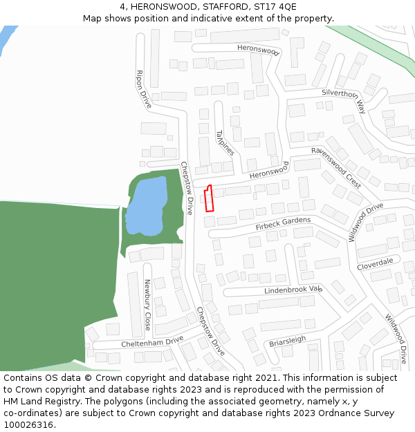 4, HERONSWOOD, STAFFORD, ST17 4QE: Location map and indicative extent of plot