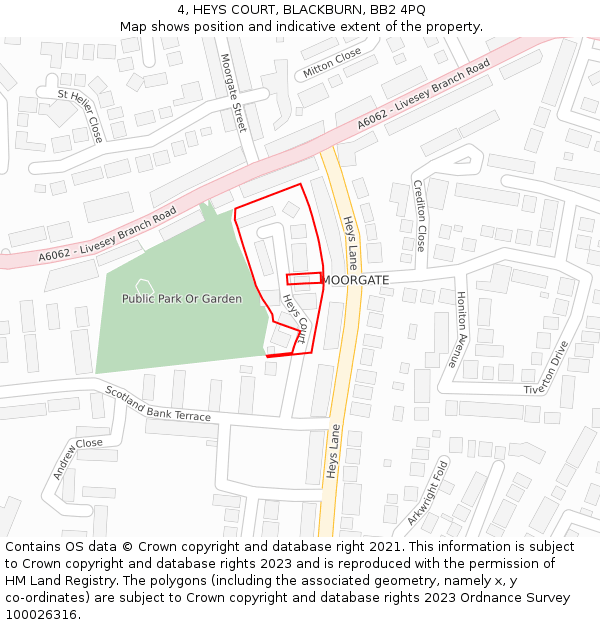 4, HEYS COURT, BLACKBURN, BB2 4PQ: Location map and indicative extent of plot