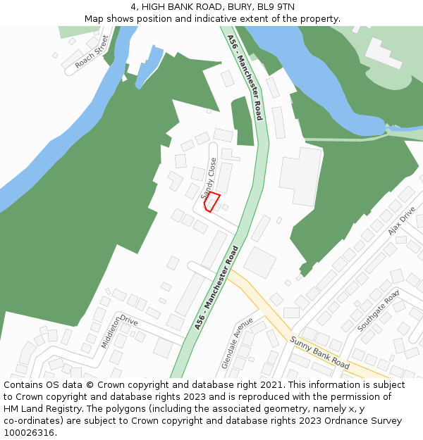 4, HIGH BANK ROAD, BURY, BL9 9TN: Location map and indicative extent of plot