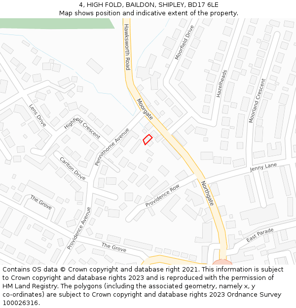 4, HIGH FOLD, BAILDON, SHIPLEY, BD17 6LE: Location map and indicative extent of plot