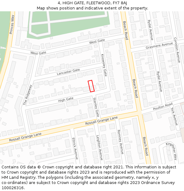 4, HIGH GATE, FLEETWOOD, FY7 8AJ: Location map and indicative extent of plot