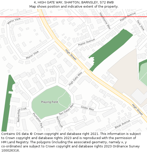 4, HIGH GATE WAY, SHAFTON, BARNSLEY, S72 8WB: Location map and indicative extent of plot